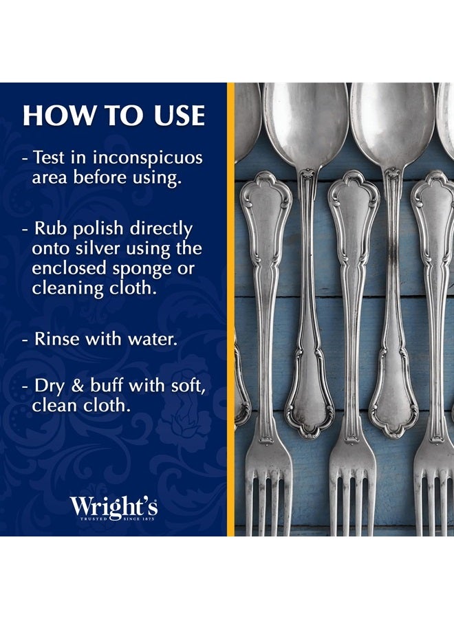 Wright's كريم تنظيف وتلميع الفضة - 8 أونصات مع قطعة قماش للتلميع - خالي من الأمونيا - ينظف بلطف ويزيل البقع دون خدش - Image 5