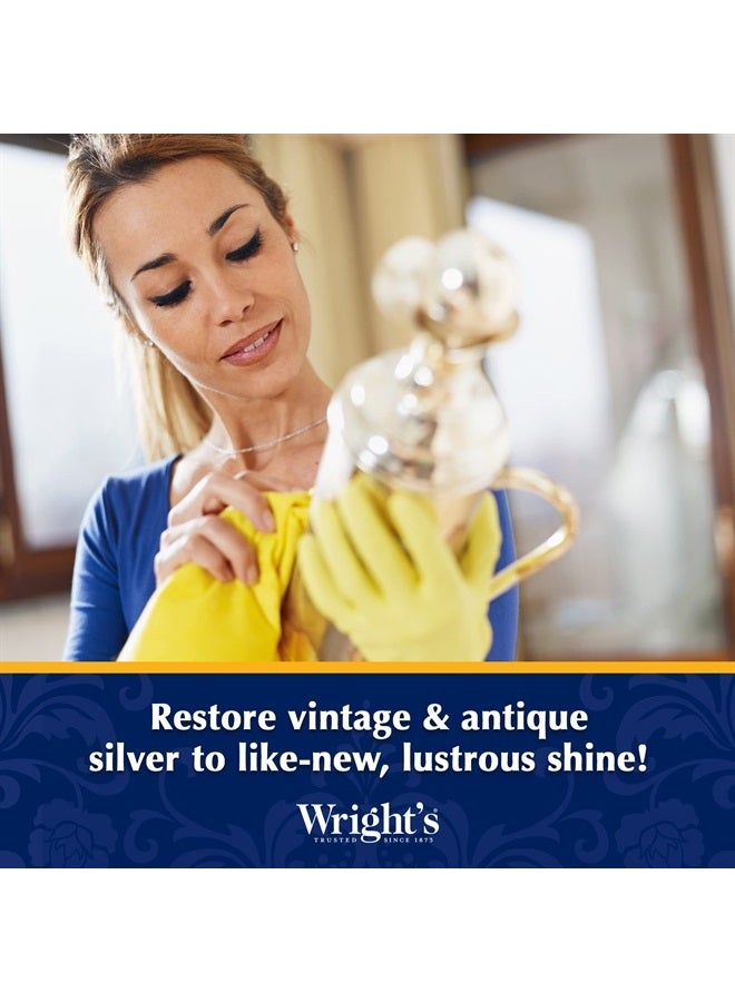 Wright's كريم تنظيف وتلميع الفضة - 8 أونصات مع قطعة قماش للتلميع - خالي من الأمونيا - ينظف بلطف ويزيل البقع دون خدش - Image 3