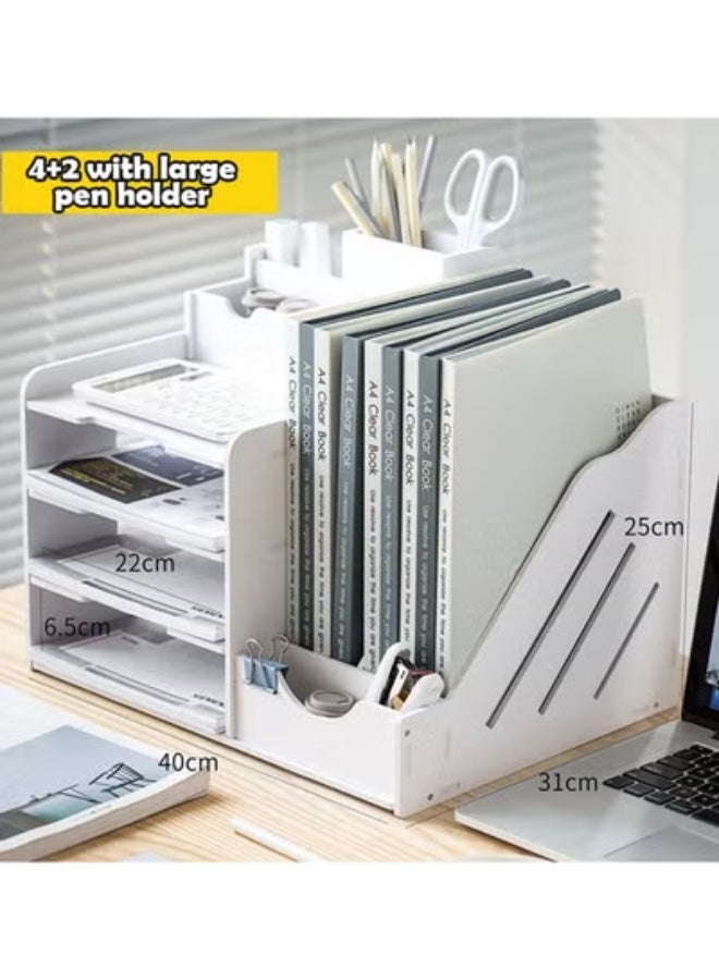 كيكي رف ملفات متعدد الطبقات ومنظم سطح المكتب وحل تخزين اللوازم المكتبية والكتب والمستندات - Image 1