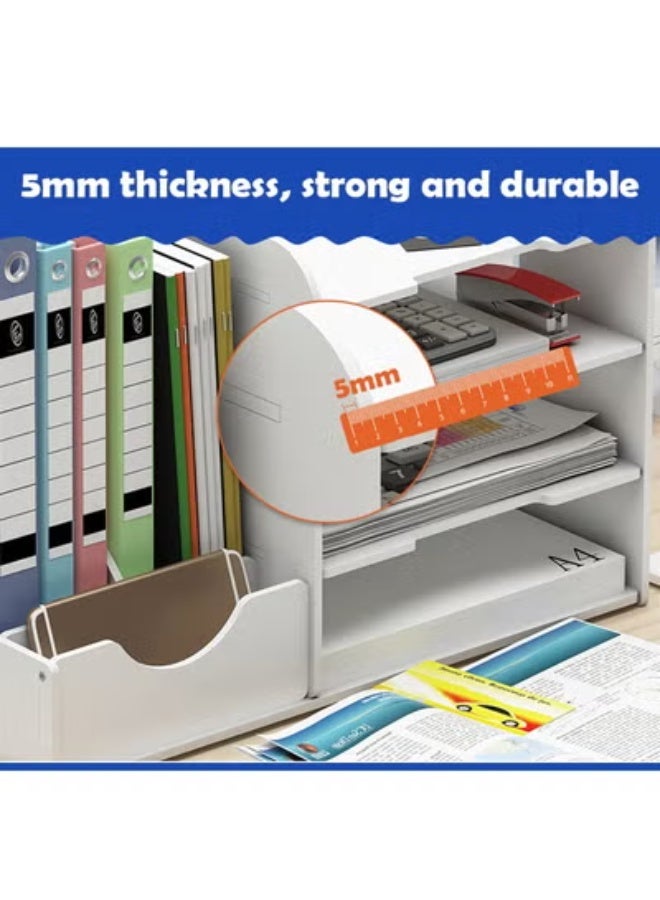 كيكي رف ملفات متعدد الطبقات ومنظم سطح المكتب وحل تخزين اللوازم المكتبية والكتب والمستندات - Image 2