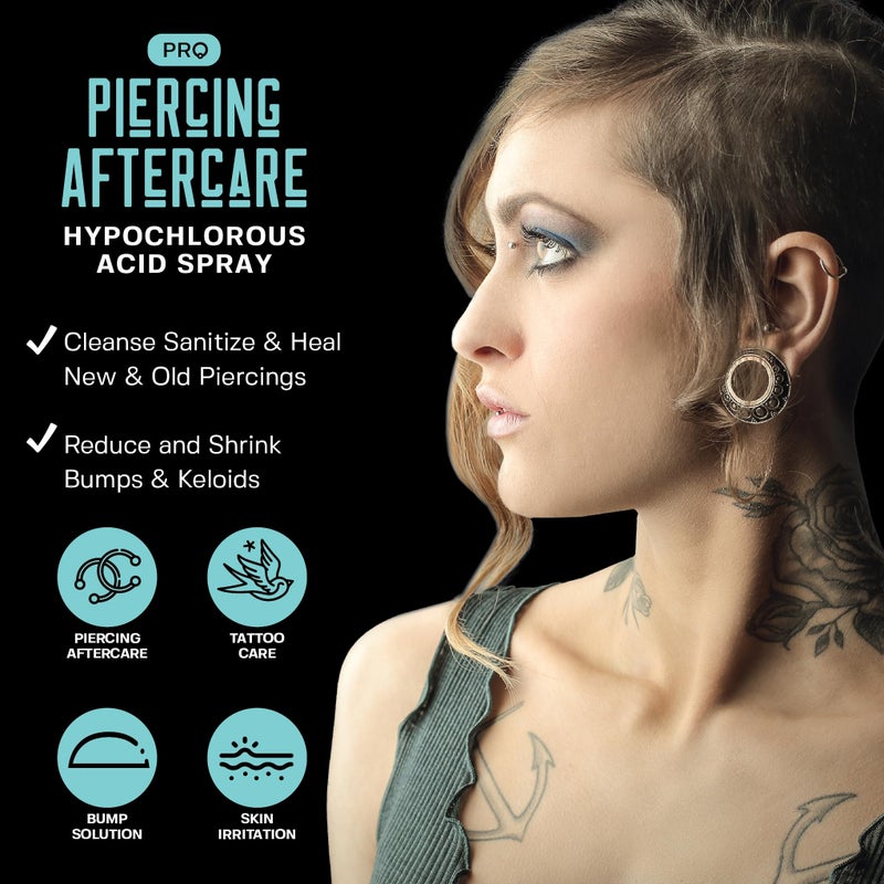 BASE LABORATORIES Piercing Aftercare Hypochlorous Acid Spray PRO - 8 OZ | Ear Piercing Cleaner | Saline Solution Piercing Aftercare - Saline Spray for Piercings, Bumps & Keloids | Ear, Nose, Belly - Image 3