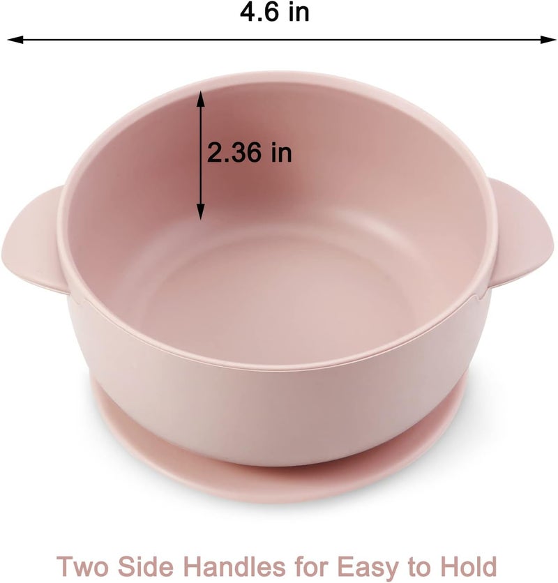 PandaEar 3 Pack Baby Bowls with Suction LeakProof Stay Put Silicone Food Bowl with Lids for Babies Kids Toddlers Infants Food Grade Soft Safe BPAFree Silicone Pink Rose Linen - Image 3