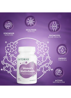 ambrosial Ambrosial Women's Multivitamin with Natural Extracts of Grape Seed, Green Tea Extract & Gingko Biloba That Supports Stronger Bones, Muscles, Overall Wellness, and Vitality (Pack of 1-120 Tablets)  - Image 2