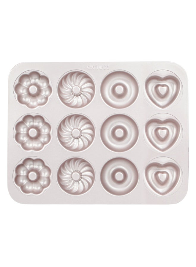 شيف ميد قالب دونات 12 كوب غير لاصق خبز دونات متساوية الحجم بسهولة – توزيع حرارة متساوٍ، متين وسهل التنظيف للاستخدام المنزلي والمخابز - Image 1