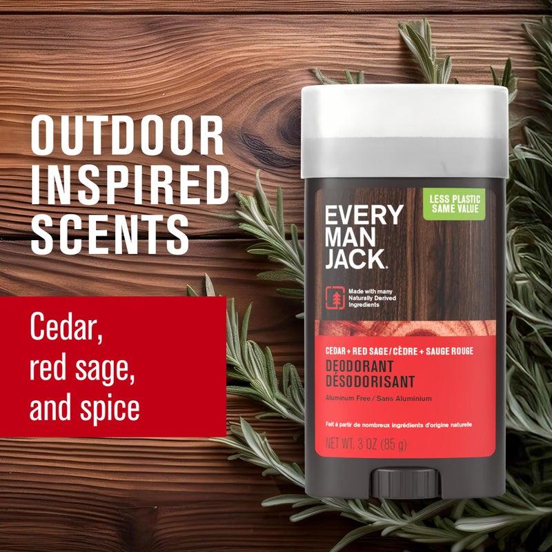 Every Man Jack Cedar & Red Sage Menâ€™s Deodorant - Stay Fresh with Aluminum Free Deodorant For all Skin Types - Odor Crushing, Long Lasting, with Naturally Derived Ingredients - 3 oz - 4 Pack - Image 4