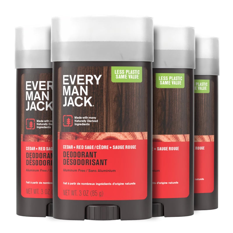 Every Man Jack Cedar & Red Sage Menâ€™s Deodorant - Stay Fresh with Aluminum Free Deodorant For all Skin Types - Odor Crushing, Long Lasting, with Naturally Derived Ingredients - 3 oz - 4 Pack - Image 1