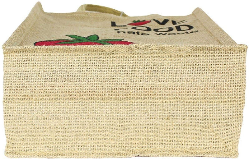 Sangra Eco-Friendly Unisex Stylish Love Food Printed Jute Tote Lunch Bag with Zipper - Image 5