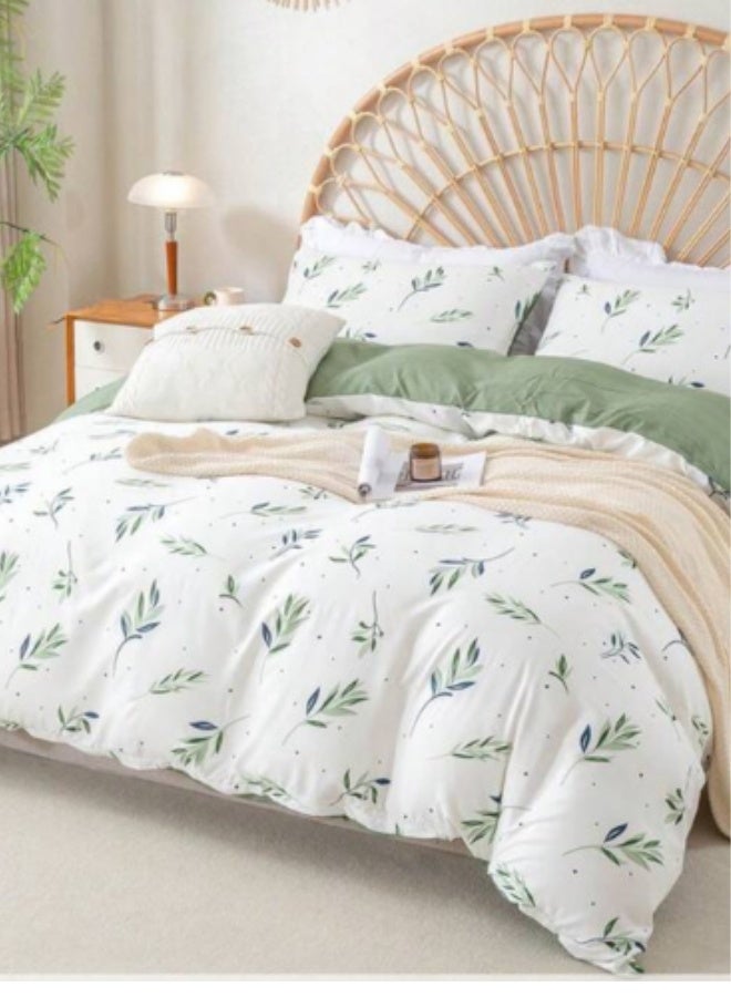 LUNA Home King size 6 Pieces Botanical fresh Green Leaf/Leaves Reversible Design. - Image 1