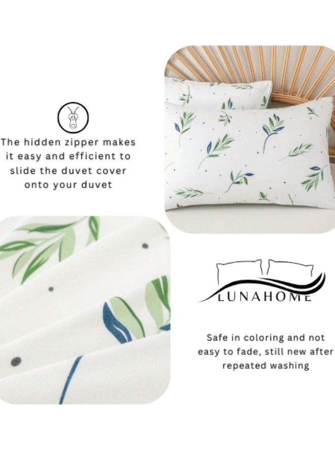 LUNA Home King size 6 Pieces Botanical fresh Green Leaf/Leaves Reversible Design. - Image 5