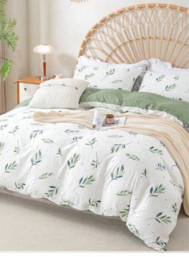 LUNA Home King size 6 Pieces Botanical fresh Green Leaf/Leaves Reversible Design. - Image 3