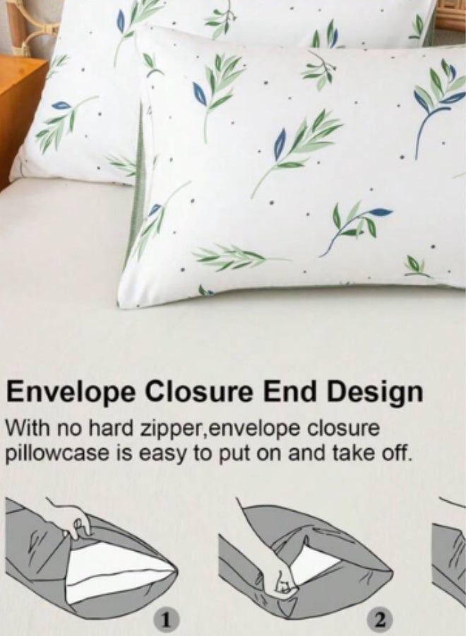 LUNA Home King size 6 Pieces Botanical fresh Green Leaf/Leaves Reversible Design. - Image 4
