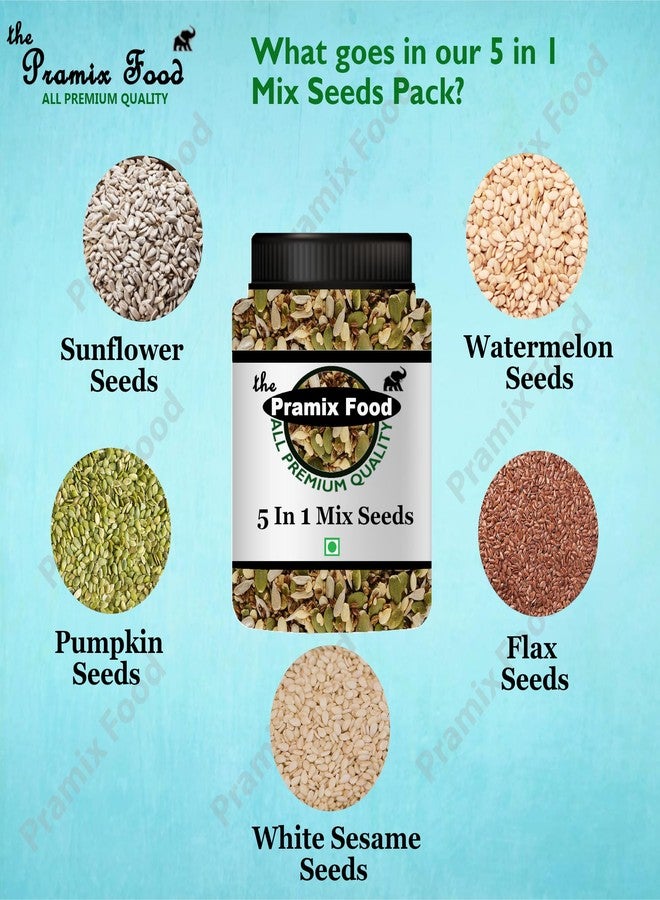 Pramix Super Seeds Mix Roasted - Flax, Sesame, Sunflower, Watermelon, Pumpkin Seeds, Mixed Seeds for Eating (Jar.Mix Seed 400g) - Image 2