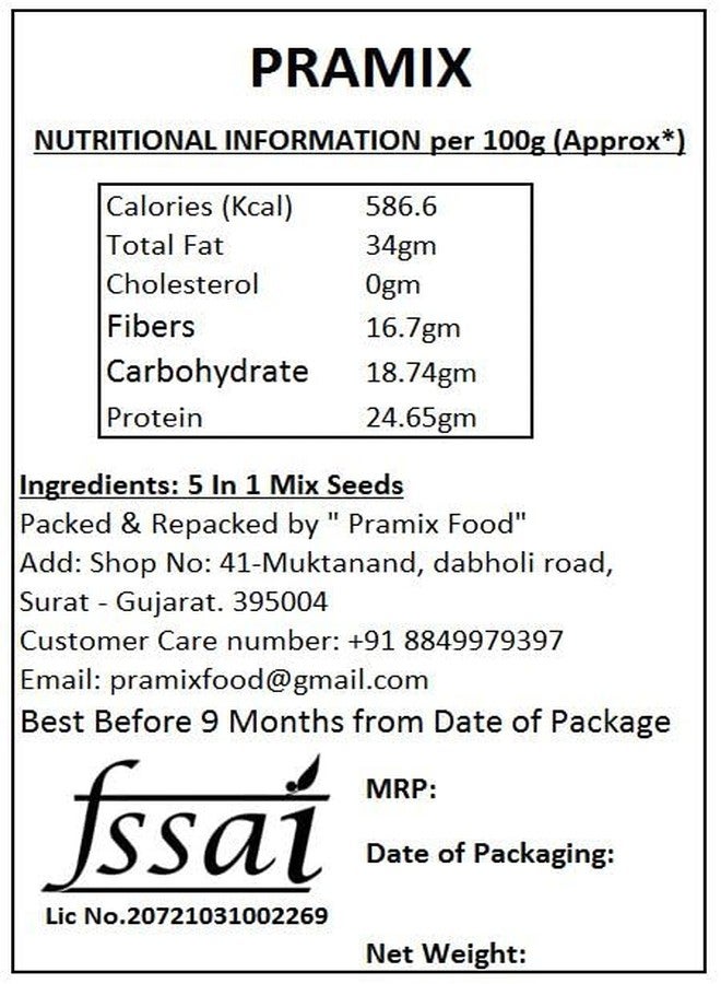 Pramix Super Seeds Mix Roasted - Flax, Sesame, Sunflower, Watermelon, Pumpkin Seeds, Mixed Seeds for Eating (Jar.Mix Seed 400g) - Image 4