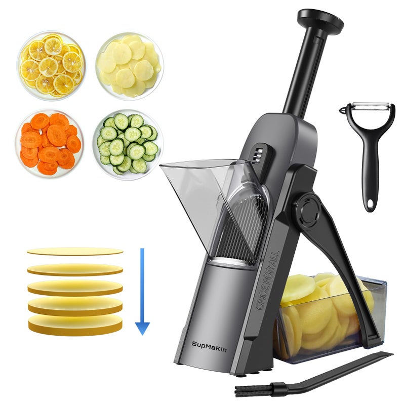 SupMaKin Safe Mandoline Slicer for Kitchen Potato Slicer for Chips Vegetable Food CutterThickness Adjustable 018 mm Kitchen Faster Slice Artifact Only Slicer