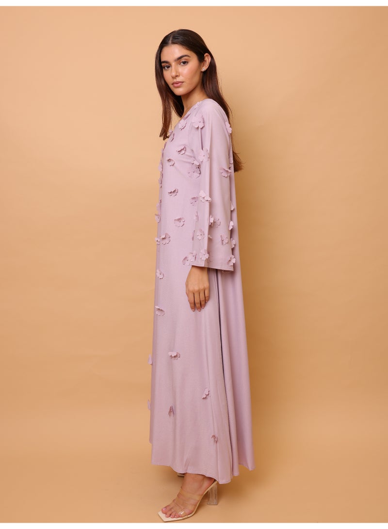 اكسا جلابية أنيقة مزينة بزهور ثلاثية الأبعاد - Image 3