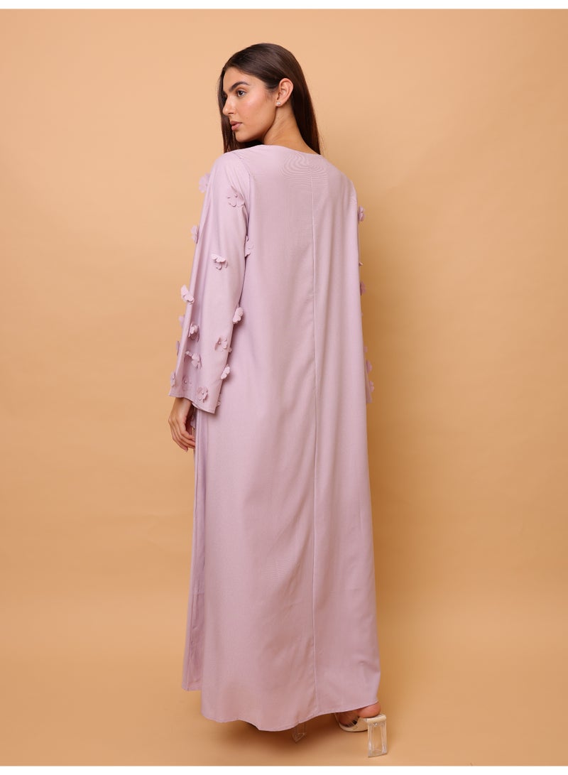 اكسا جلابية أنيقة مزينة بزهور ثلاثية الأبعاد - Image 4