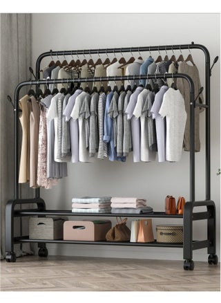 Metal Clothes Hanger Organizer and Black Clothes Stand with Wheels 130x58x162 cm - pzsku/ZF429CF109DF2D73B42C9Z/45/_/1700193312/b5aa3c3a-37c4-4e8b-96f1-e236ade84c9e