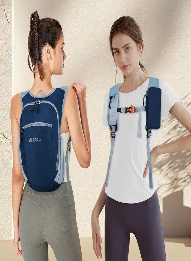 HIGH EXPERIENCE Hiking Backpack 10L Small Daypack Lightweight Packable Hiking Travel Foldable Water Resistan for Women Men (Navy Blue) - Image 2