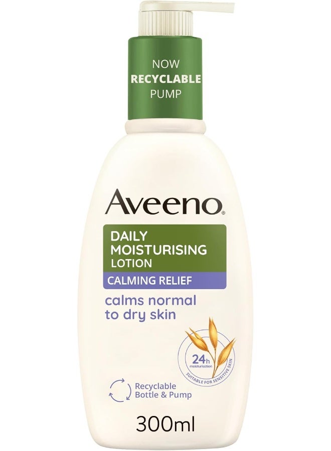 Aveeno Daily Moisturising Lotion Calming Relief, With Nourishing Oat & Calming Lavender, 24-Hour Moisturisation, Suitable for Sensitive Skin, Fast Absorbing, 300ml - Image 1