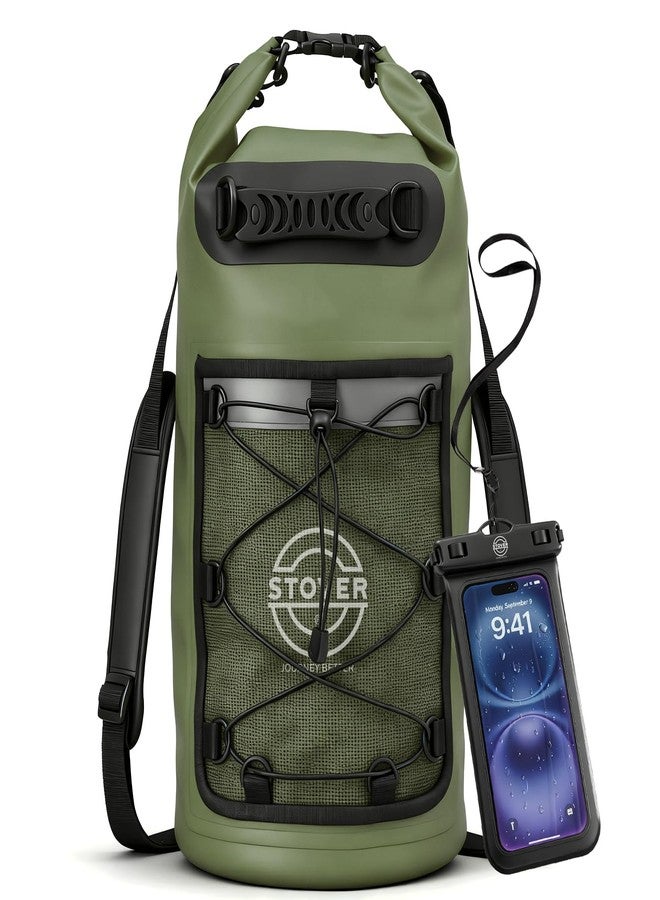 STOVER 5/10/25/30/40/55L Waterproof Backpack- Floating Dry Bag for Kayaking, Travel, Beach, Hiking, & Camping, Men/Women, 25l Green (With Phone Case), 25L, Dry Bag - Image 1