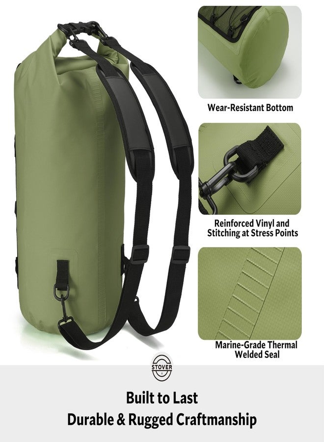 STOVER 5/10/25/30/40/55L Waterproof Backpack- Floating Dry Bag for Kayaking, Travel, Beach, Hiking, & Camping, Men/Women, 25l Green (With Phone Case), 25L, Dry Bag - Image 4