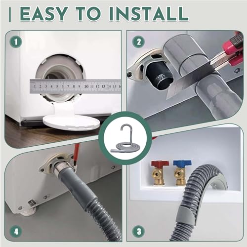 PEVEPEXE 6ft Washing Machine Drain Hose,Corrugated Flexible Washer Drain Hose Extension Replacement for Samsung, LG, Whirlpool, Maytag, Kenmore, GE, Giantex, Panda and More,with 2 Clamps and U-Bend Holder - Image 3