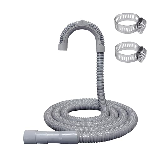 PEVEPEXE 6ft Washing Machine Drain Hose,Corrugated Flexible Washer Drain Hose Extension Replacement for Samsung, LG, Whirlpool, Maytag, Kenmore, GE, Giantex, Panda and More,with 2 Clamps and U-Bend Holder - Image 1
