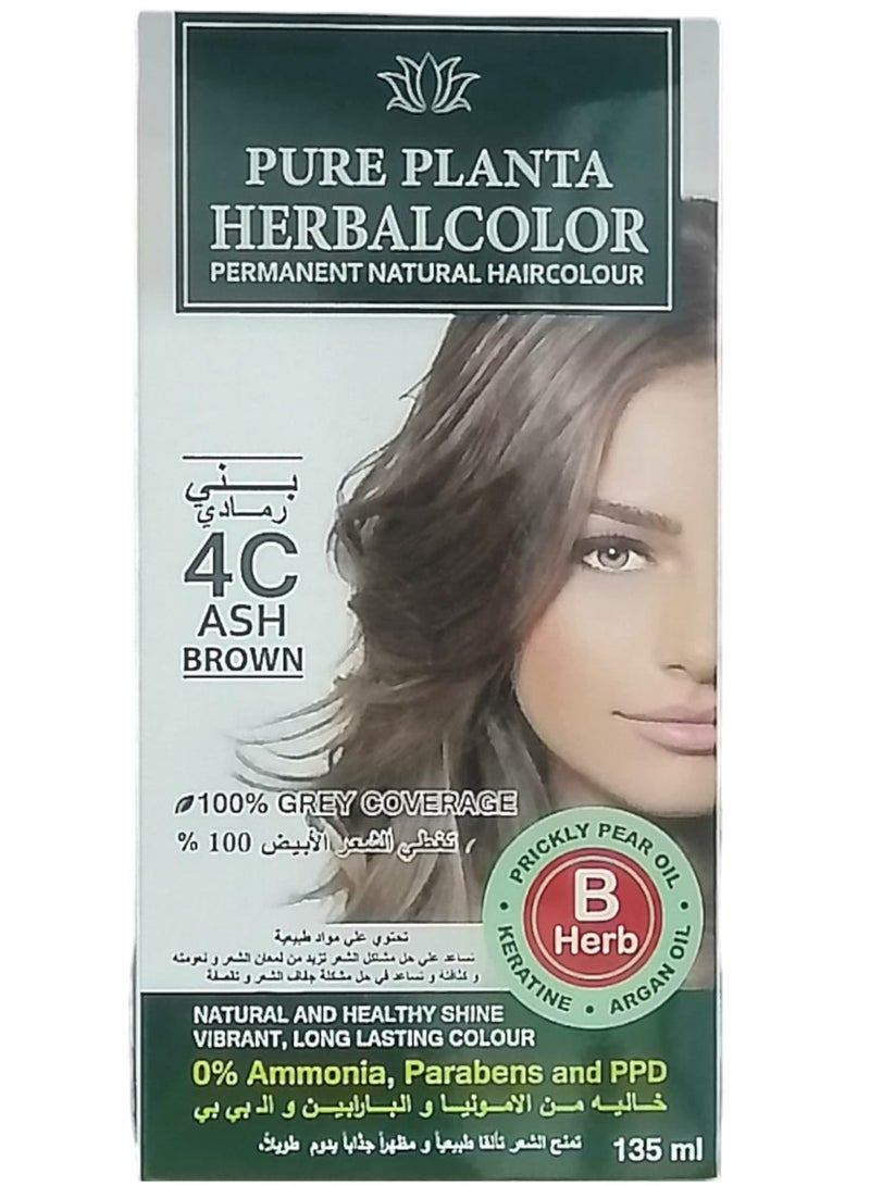 بيور بلانتا صبغة الشعر الدائمة من الأعشاب 4C بني رمادي 135ملليلتر - Image 1