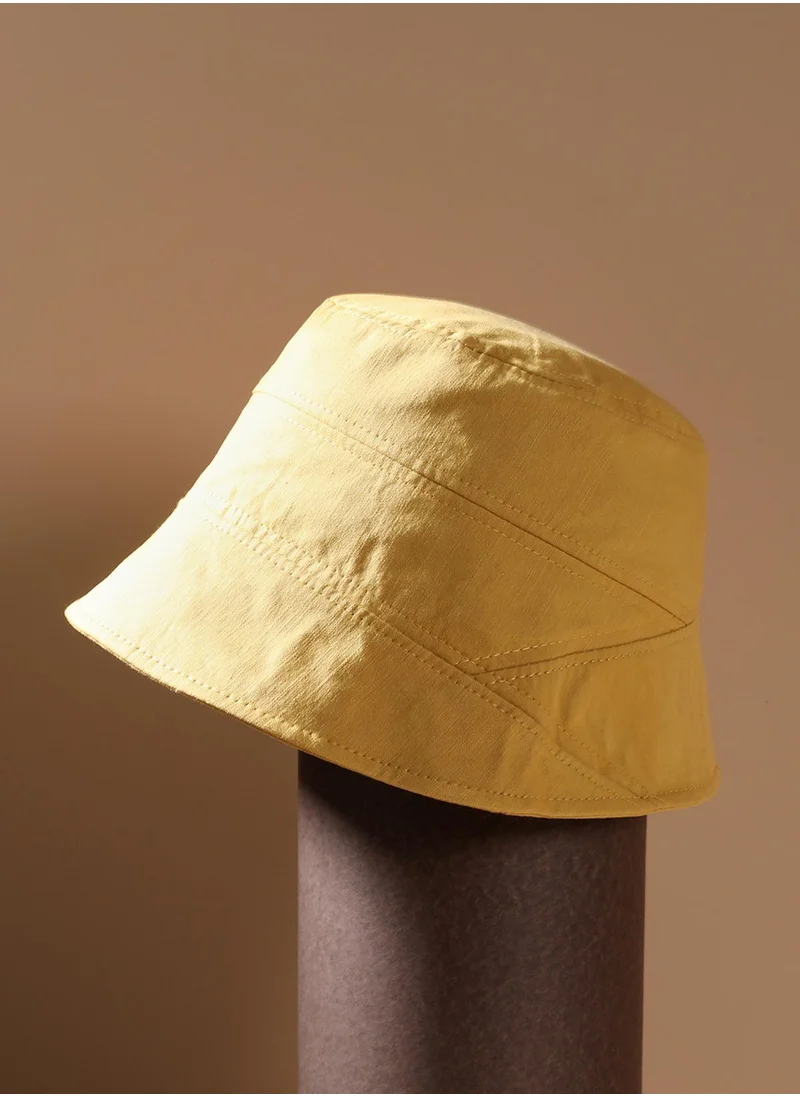 Haute Sauce Self-Design Patched Bucket Hat - Mustard Yellow