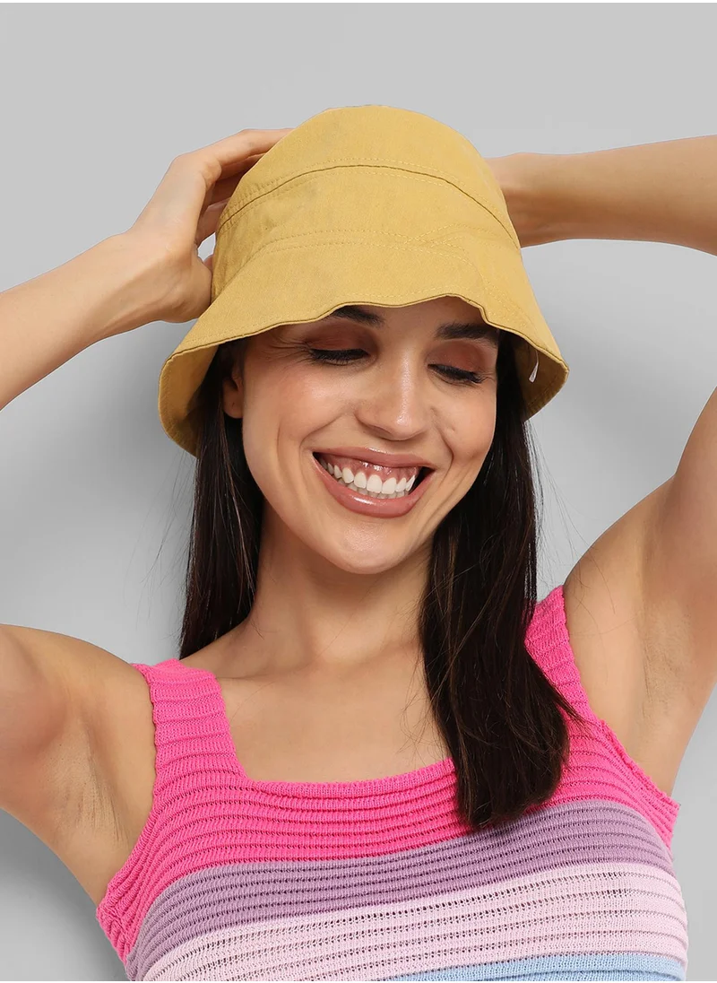 Haute Sauce Self-Design Patched Bucket Hat - Mustard Yellow