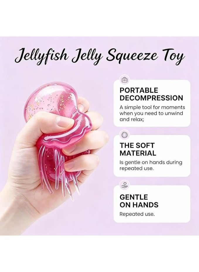 squishy Jellyfish Squeeze Stress Reliever, Gel-Filled Sensory Fidget Item for Adults, Soft Desk Accessory for Anxiety & Tension Relief (Blue) - Image 4