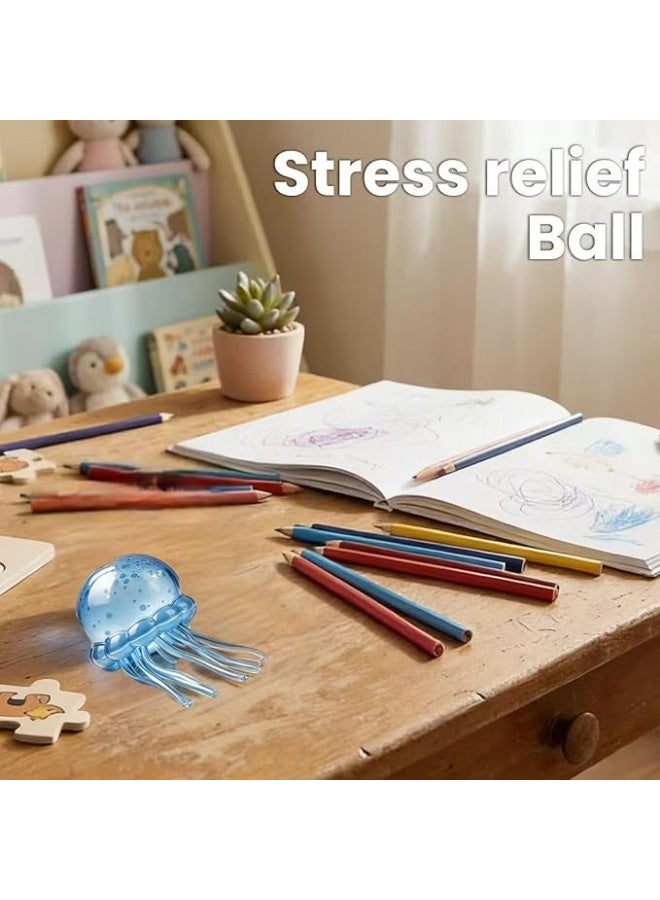 squishy Jellyfish Squeeze Stress Reliever, Gel-Filled Sensory Fidget Item for Adults, Soft Desk Accessory for Anxiety & Tension Relief (Blue) - Image 5