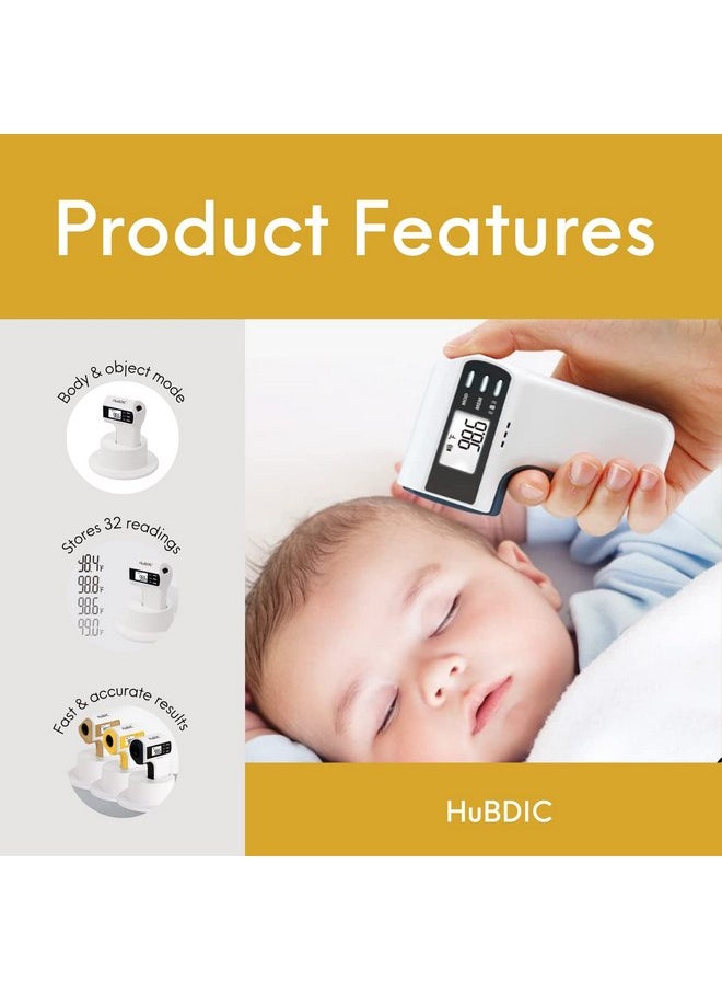 Hubdic - Medical Grade Infrared Non-Contact Forehead Thermometer, Digital Infrared Thermometer for Adults and Kids, Touchless Baby Thermometer, LCD Display and Memory Function (Yellow) - Image 1