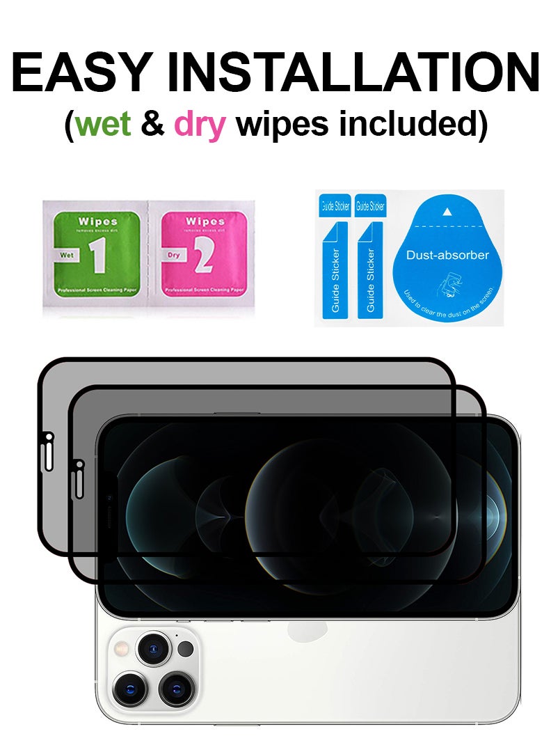 Theodor Pack of 2 Tempered Glass Screen Protector With 9H hardness For APPLE IPHONE 12 PRO Privacy 6.1 - Image 3