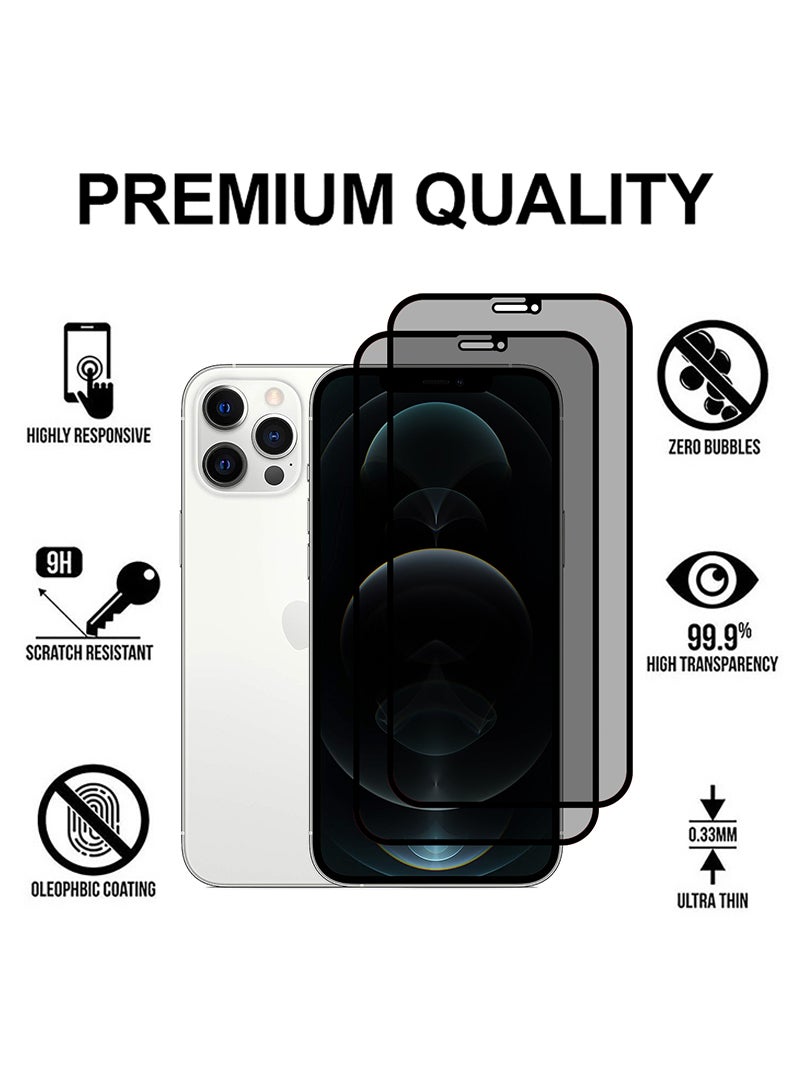 Theodor Pack of 2 Tempered Glass Screen Protector With 9H hardness For APPLE IPHONE 12 PRO Privacy 6.1 - Image 2