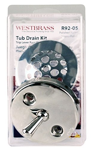 Westbrass R9205 318 Trip Lever Tub Trim Set with 2Hole Overflow Faceplate Polished Nickel - Image 3