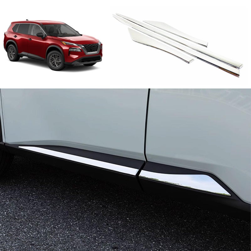 TERDARAY Body Side Trims Compatible with Nissan Rogue 2021 2022 2023 2024 2025 2026 Body Side Door Molding Cover Trims Exterior Car Accessories Stainless Steel 4PCS Silver - Image 2