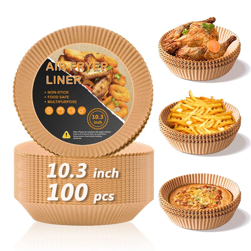 Air Fryer Disposable Paper Liners for Chefman 8qt 103 Inch Large Air Fryer Liners Nonstick Oil Resistant Waterproof Food Grade Parchment Paper Liner for Roasting Microwave