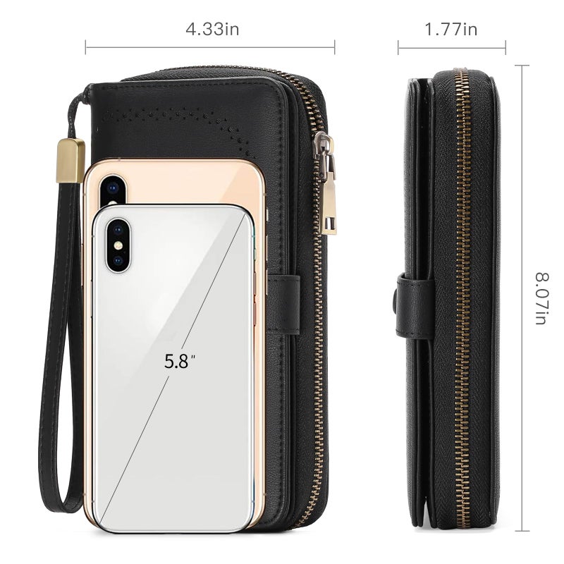 GAEKEAO Leather Credit Card Holder Wallet for Women RFID Blocking Large Capacity Bifold Zipper Card Case Organizer with Wristlet 45 Slots - Image 3