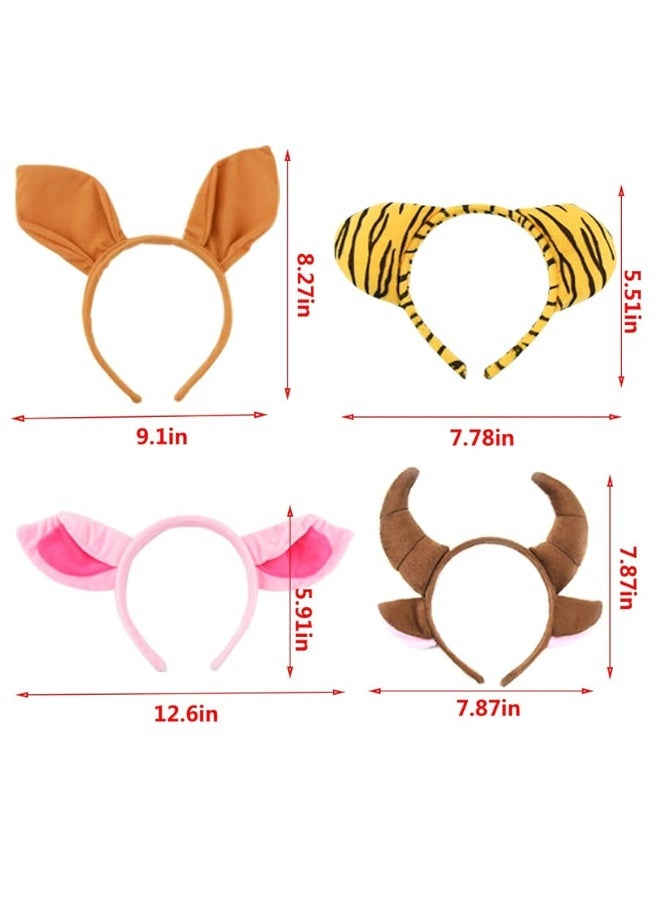 Jmkcoz 12 Pcs Zoo Animals Ears Headband Jungle Safari Animals Hairbands Plush Cartoon Headbands Elephant Lion Giraffe Tiger Zebra Leopard Cow Pig Ears Cosplay Hair Hoop for Birthday Halloween Costume Party - Image 3