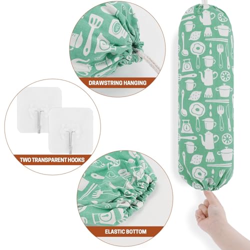SWISSELITE 2Pcs Plastic Bag Holder, Reusable Plastic Bag Organizer Wall Mount, Large Grocery Bag Storage Dispenser, 22x9 IN - Image 3