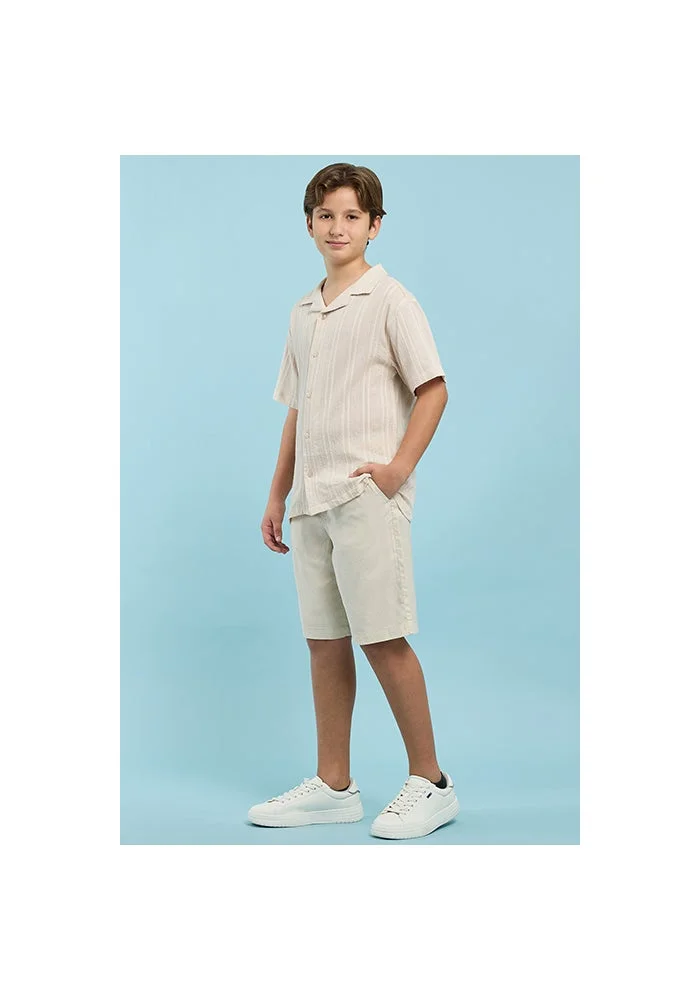أر أند بي Solid Shorts with Button Closure