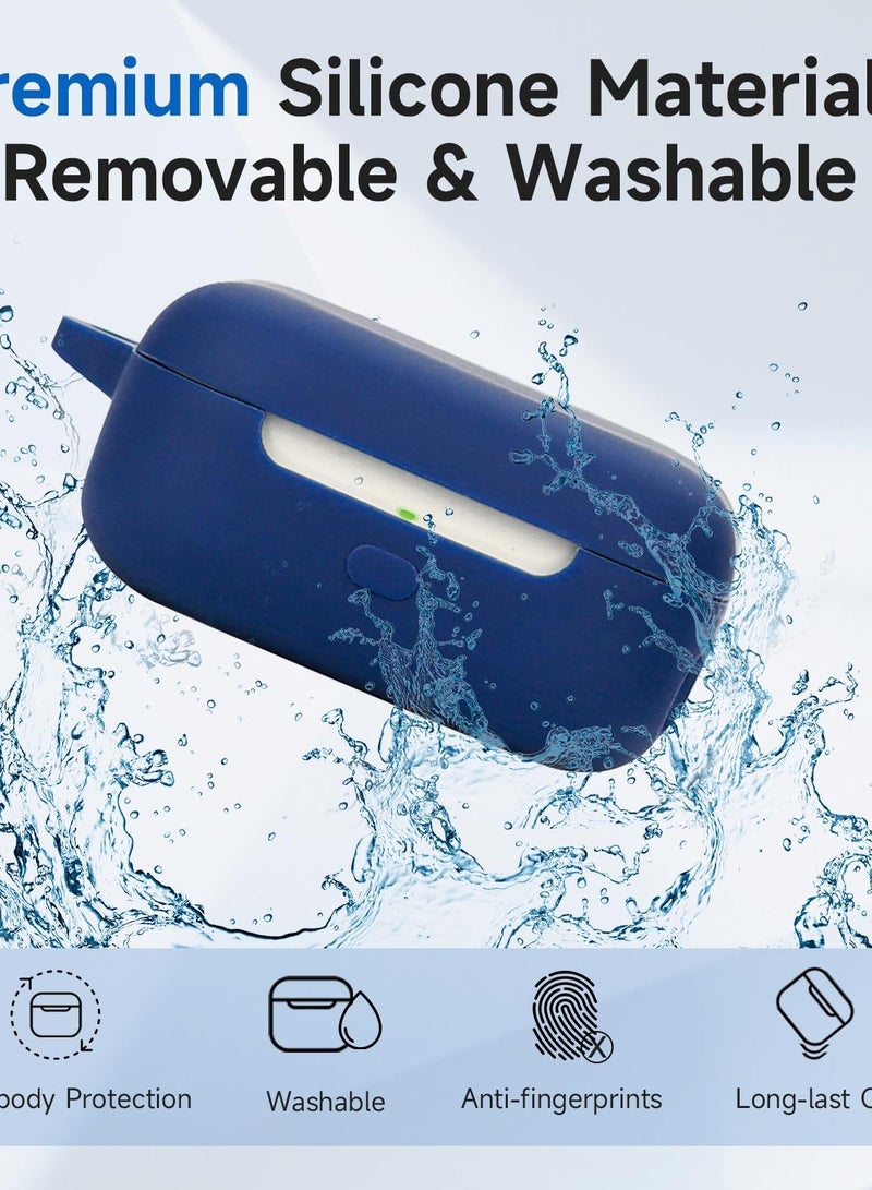 Excefore Compatible with Echo Buds 2023 Case Cover, Soft Silicone Shockproof Protective Case Skin for All-New Echo Buds (2023 Release) Charging Case with Carabiner, Front LED Visible (Blue+Black) - Image 5