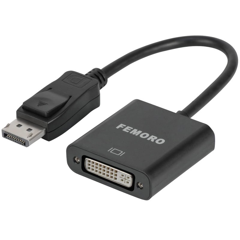 FEMORO DisplayPort to DVI Adapter Converter, Display Port DP to DVI-I Adapter Male to Female 1080P (Male to Female) Compatible with Computer, Desktop, Laptop, PC, Monitor, Projector, HDTV - Black - Image 1