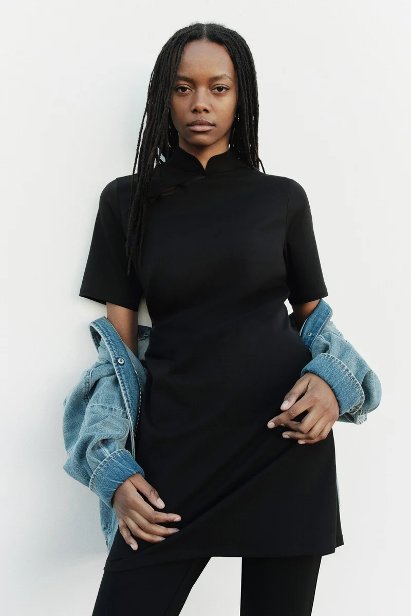 H&M  Draped button-detail dress for Women | Best Price UAE