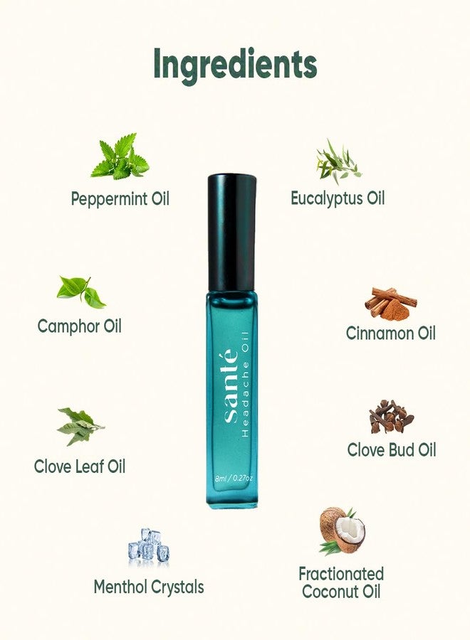Sante Headache Essential Oil Roll (8ml) I Relief from migraine, tension headache, hypnic and cluster headaches (Pack1) - Image 5