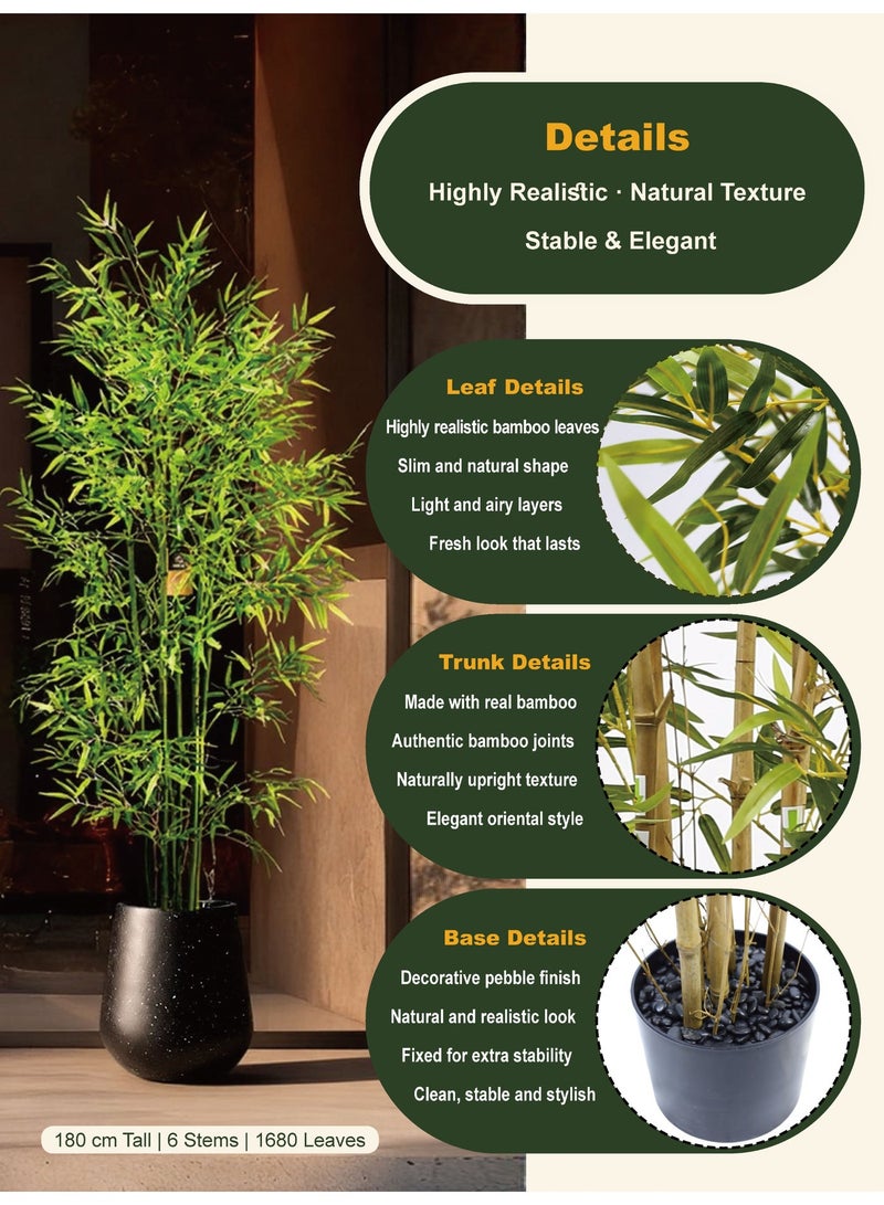 High-Quality Artificial Bamboo Tree (180cm) with Decorative Cement Planter – Balanced Space and Natural Presence - Image 5