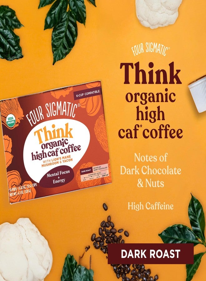 Four Sigmatic High Caffeine Mushroom Coffee K-Cups | Organic Dark Roast Coffee with Lion’s Mane & Yacon | Focus & Immune Support | Vegan & Keto | Sustainable Pods | 10 Count - Image 2