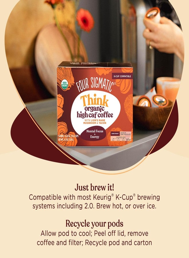 Four Sigmatic High Caffeine Mushroom Coffee K-Cups | Organic Dark Roast Coffee with Lion’s Mane & Yacon | Focus & Immune Support | Vegan & Keto | Sustainable Pods | 10 Count - Image 3