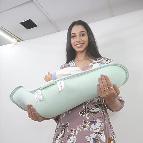 HOOPA 2-in-1 Infant Carrier for Newborn (0–4 Months) | Reclined Carrying & Breastfeeding Support | Strong Back Support | Indoor & Outdoor Use | Feeding Pillow | Nursing pad | Mint Green - Image 5